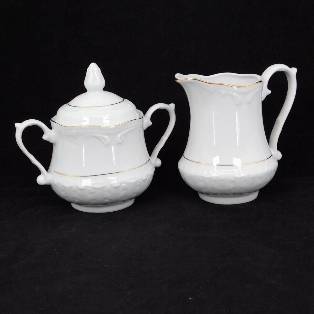 Baum Southington Golden Rhapsody Sugar Bowl Creamer Set Fine China Gold Trim